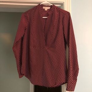 Red Silk polka dot Michael Kors dress shirt